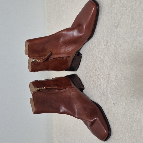 Sam Edelman Thatcher Brown Leather Square Toe Ankle Boot 9M - Picture 7 of 13